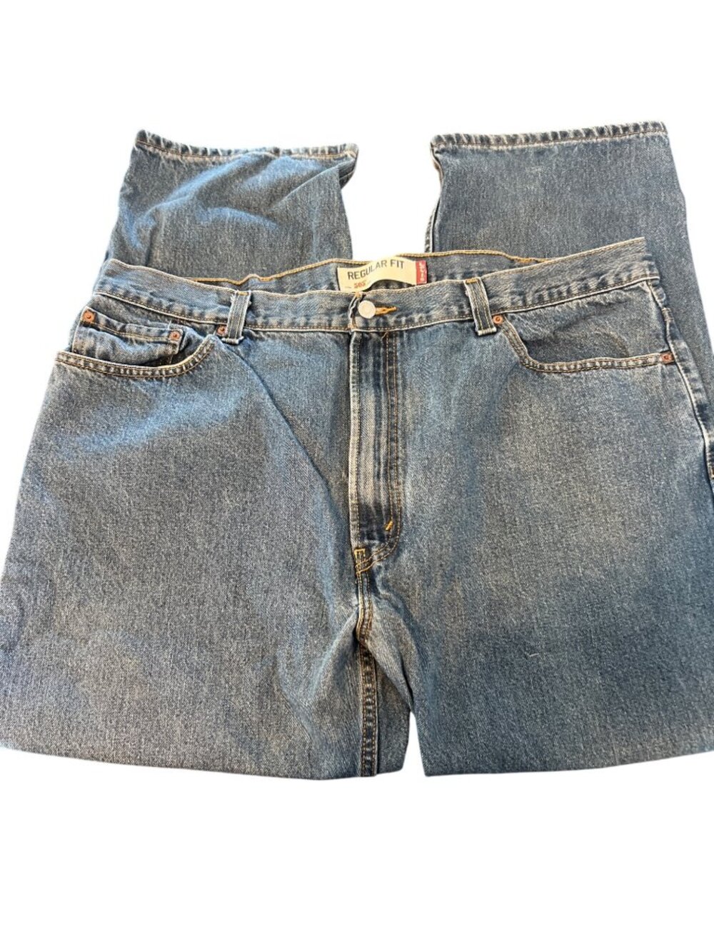 Levis 505 Regular Fit Jeans W42 L29 Blue Denim Mens